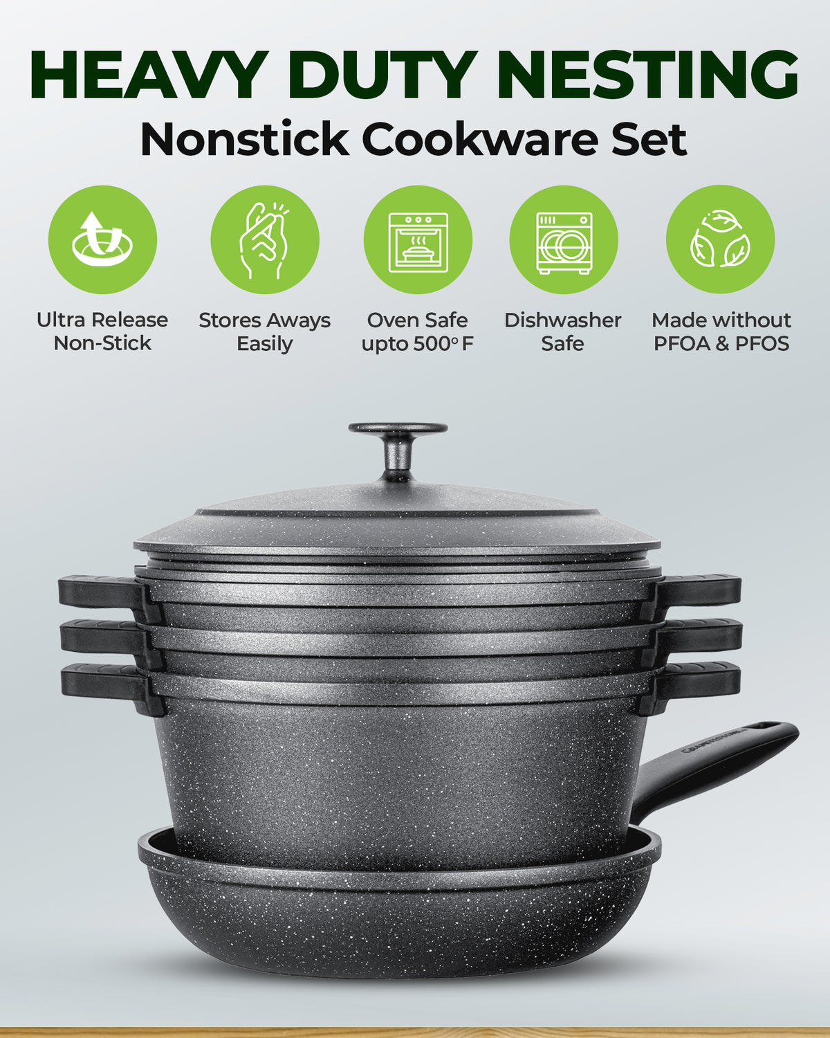 Granitestone 6-Piece Nesting Cookware Set