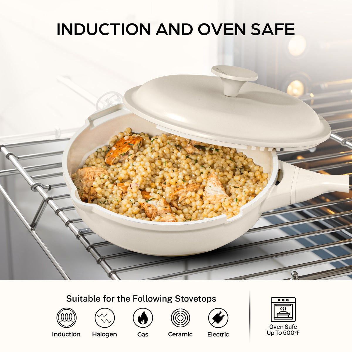 Granitestone 8" Zuka Pan – 4-Piece Multi-Functional Everyday Pan Set with Lid, & Nylon Spoon