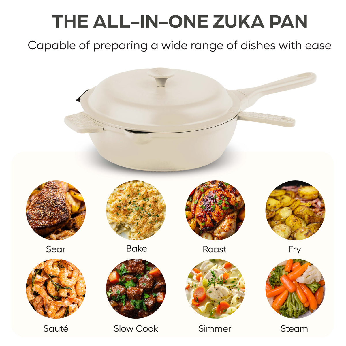Granitestone 10" Zuka Pan – 6-Piece Multi-Functional Everyday Pan Set with Lid, Nylon Spoon & Steamer Basket