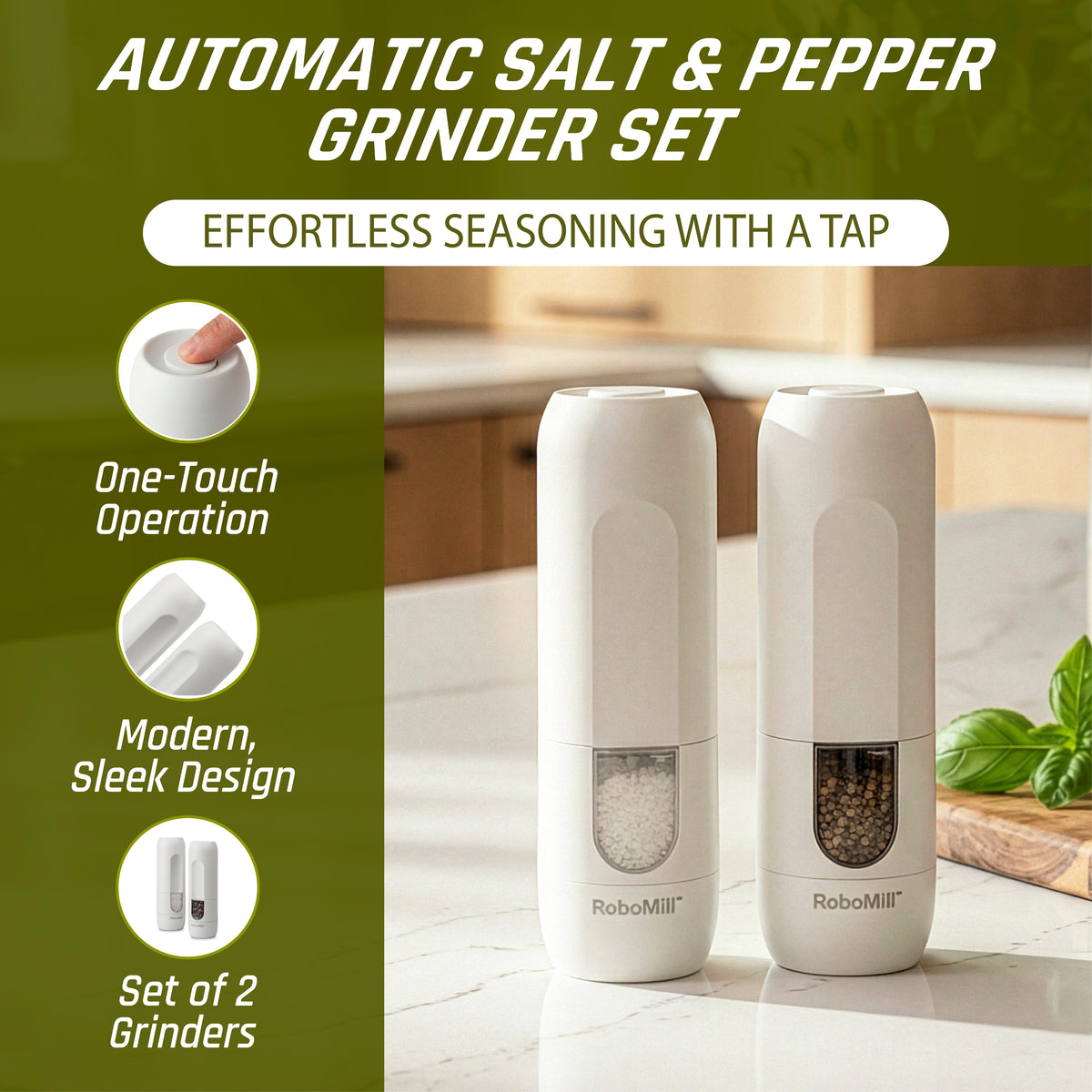 RoboMill Electric Salt and Pepper Grinder Set