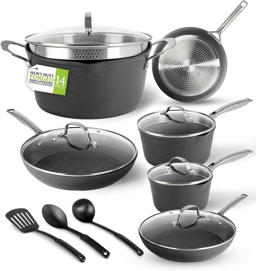 Granitestone ArmorMax 14 Piece Induction Hard Anodized Set with Utensils