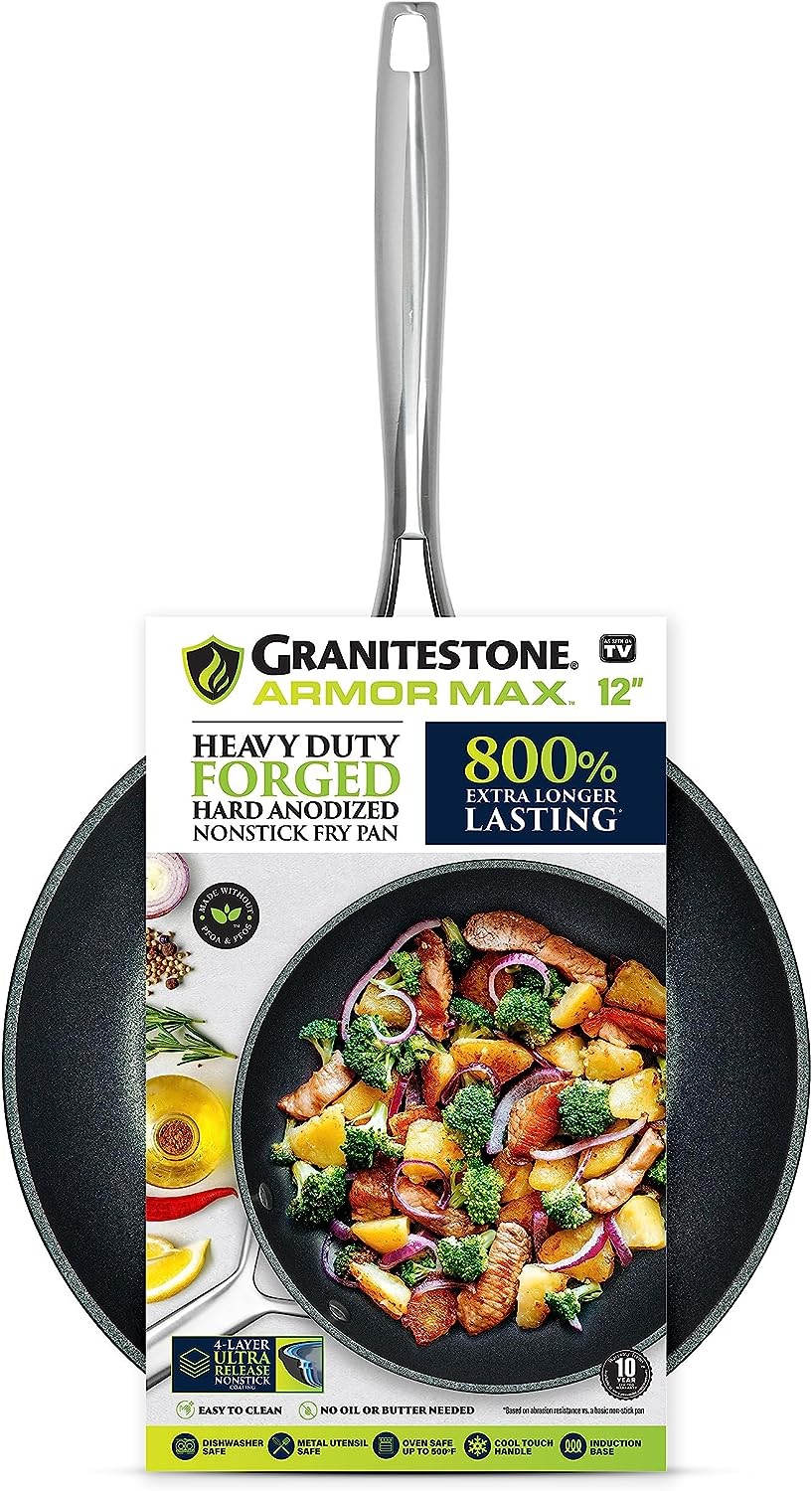 Granitestone Pro Hard Anodized 3 pack Fry Pan, Non-stick, Oven Safe,  Dishwasher Safe 