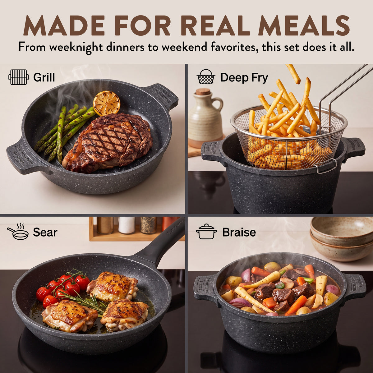 Granitestone 8-Piece Nesting Cookware Set