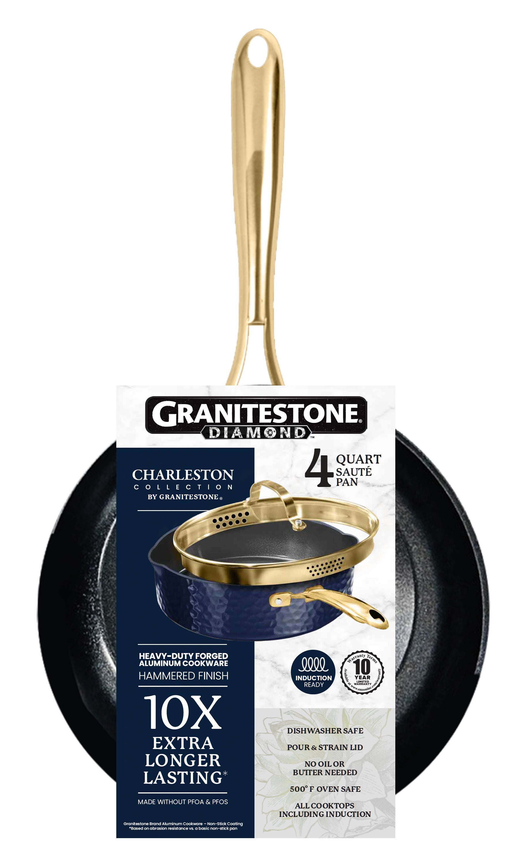 Granitestone Charleston 4 Quart Deep Saute Pan, Navy