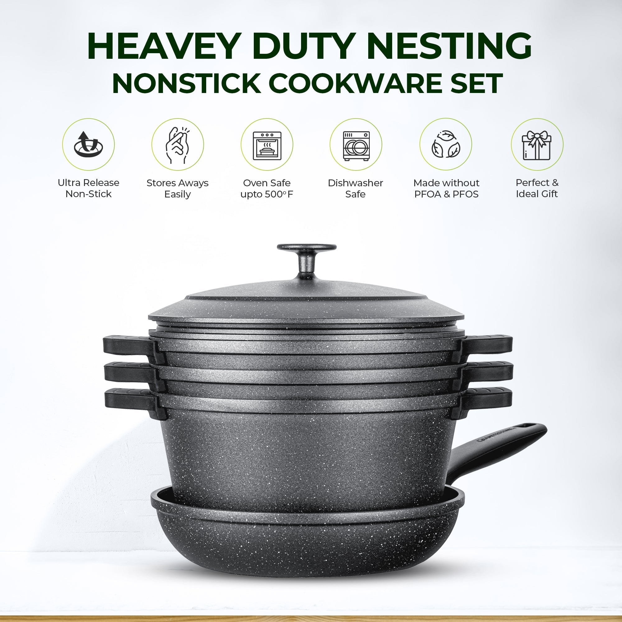 Stackable Nesting Cookware Granitestone 6-Piece Nesting Cookware Set – Granitestone.com