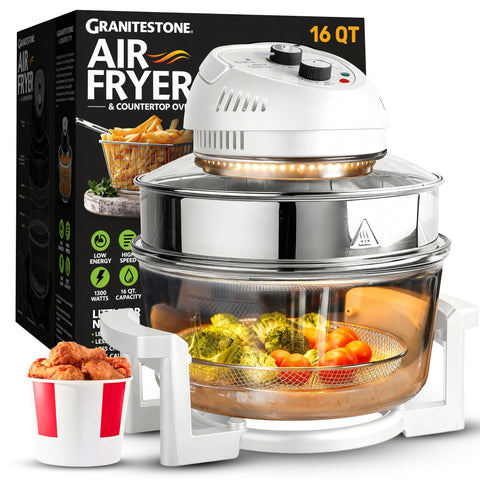 Granitestone Glass Air Fryer XL - Healthier, Crispier Cooking - 16 Quart Extra Large Oil-Less Convection Oven