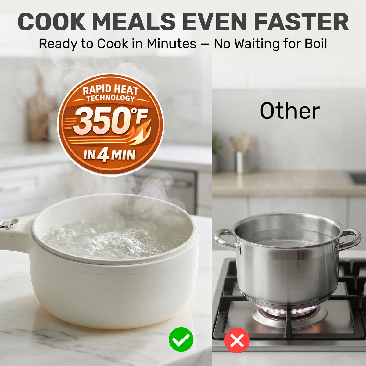 Ceramax Electric Cooker Nonstick Ceramic Skillet Pan Hot Pot Mini Cooker with Lid Steamer