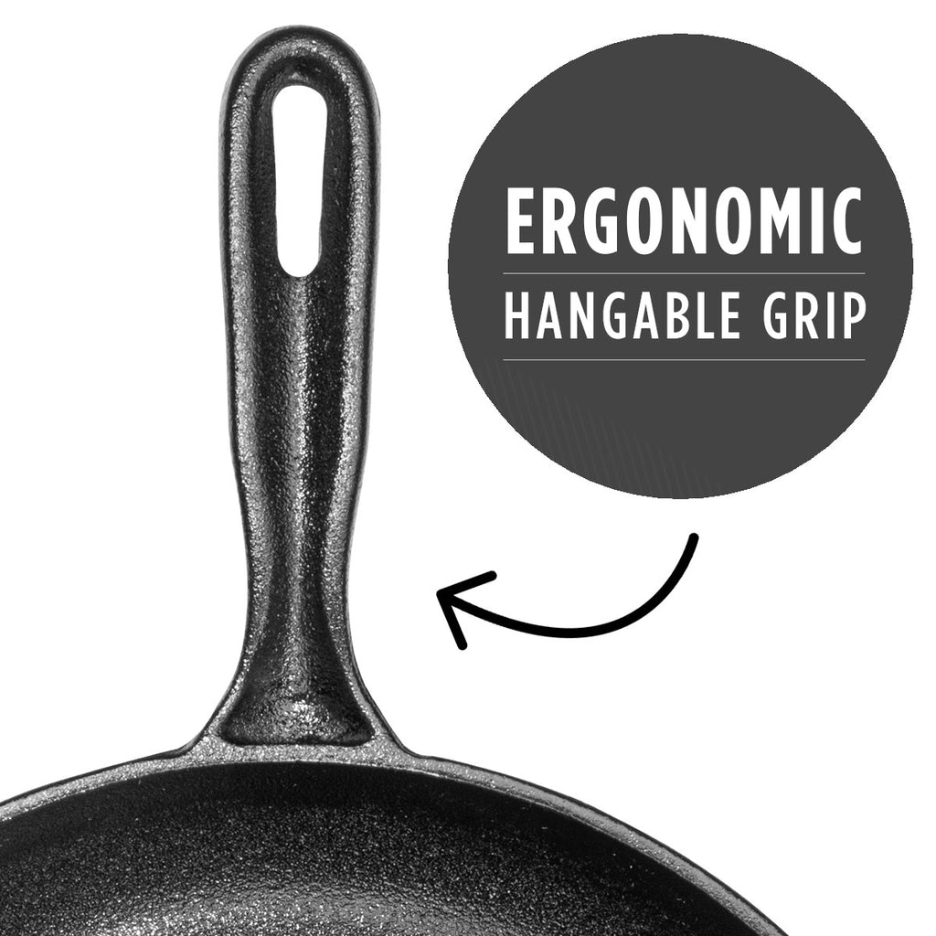 10.25-Inch/26 cm Cast Iron Skillet Set with Dual Loop Handles, Frying Pan, Silicone Potholders