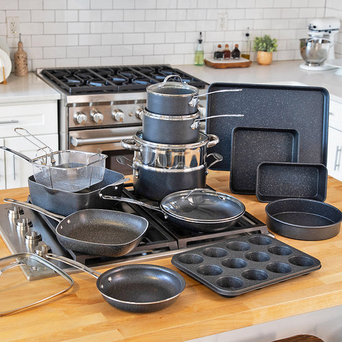 Granitestone Ceraluxe 20pc Kitchen In A Box - Cook, Bake, Steam, Fry - Complete Ceramic Cookware Set