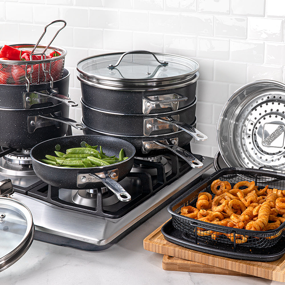 Granitestone 12 Piece All-Sizes Cookware Set - Includes 14 Family
