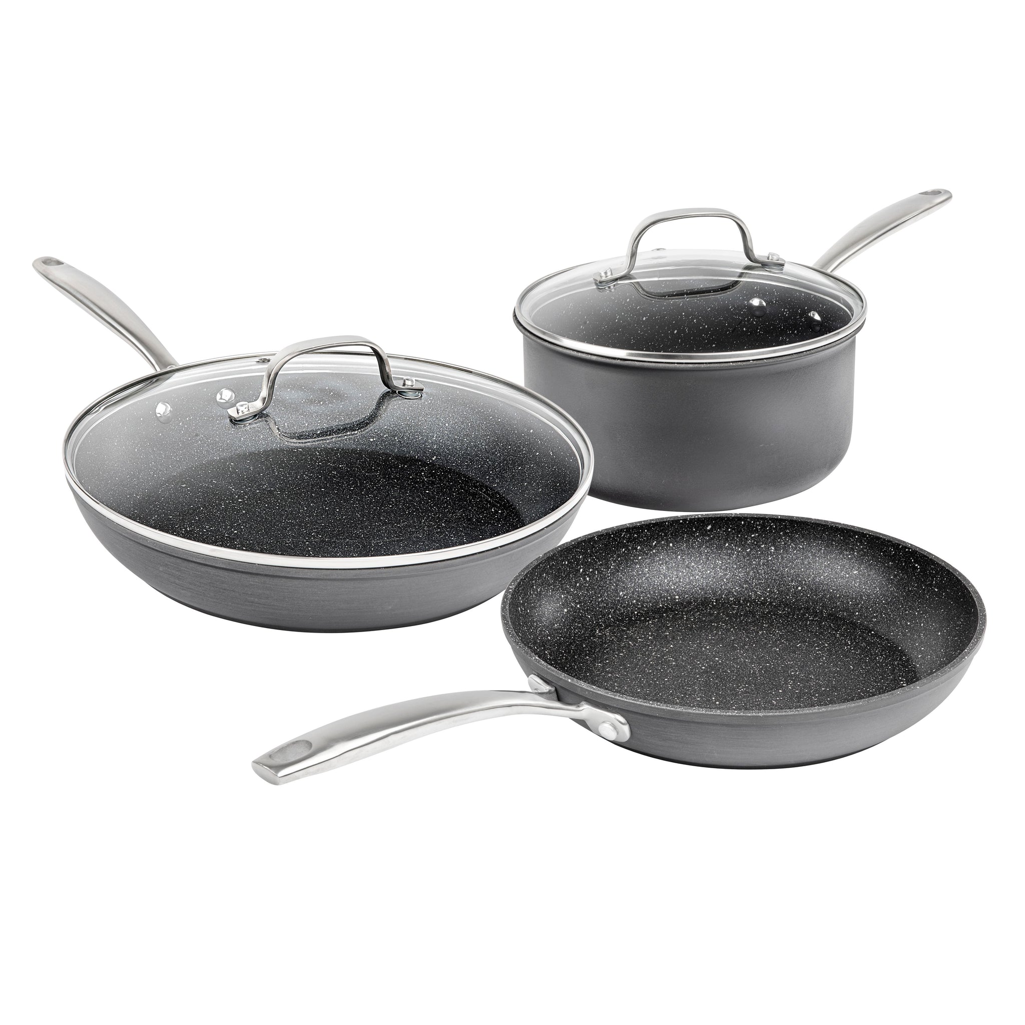 Granitestone 5 Piece Hard Anodized Set - Fry Pan, Saute Pan