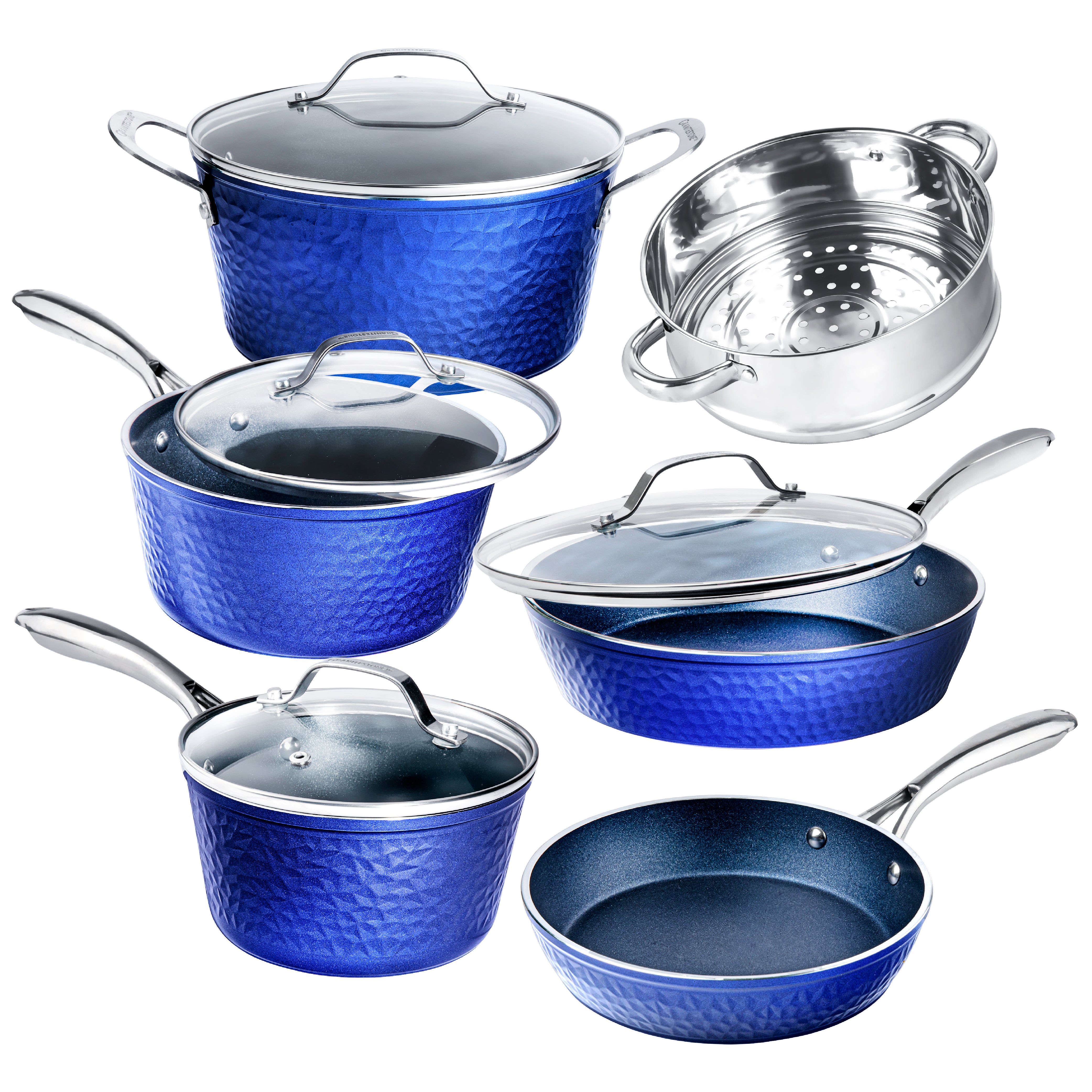 Granitestone Blue 5-Piece Nonstick Pots and Pans Cookware Set