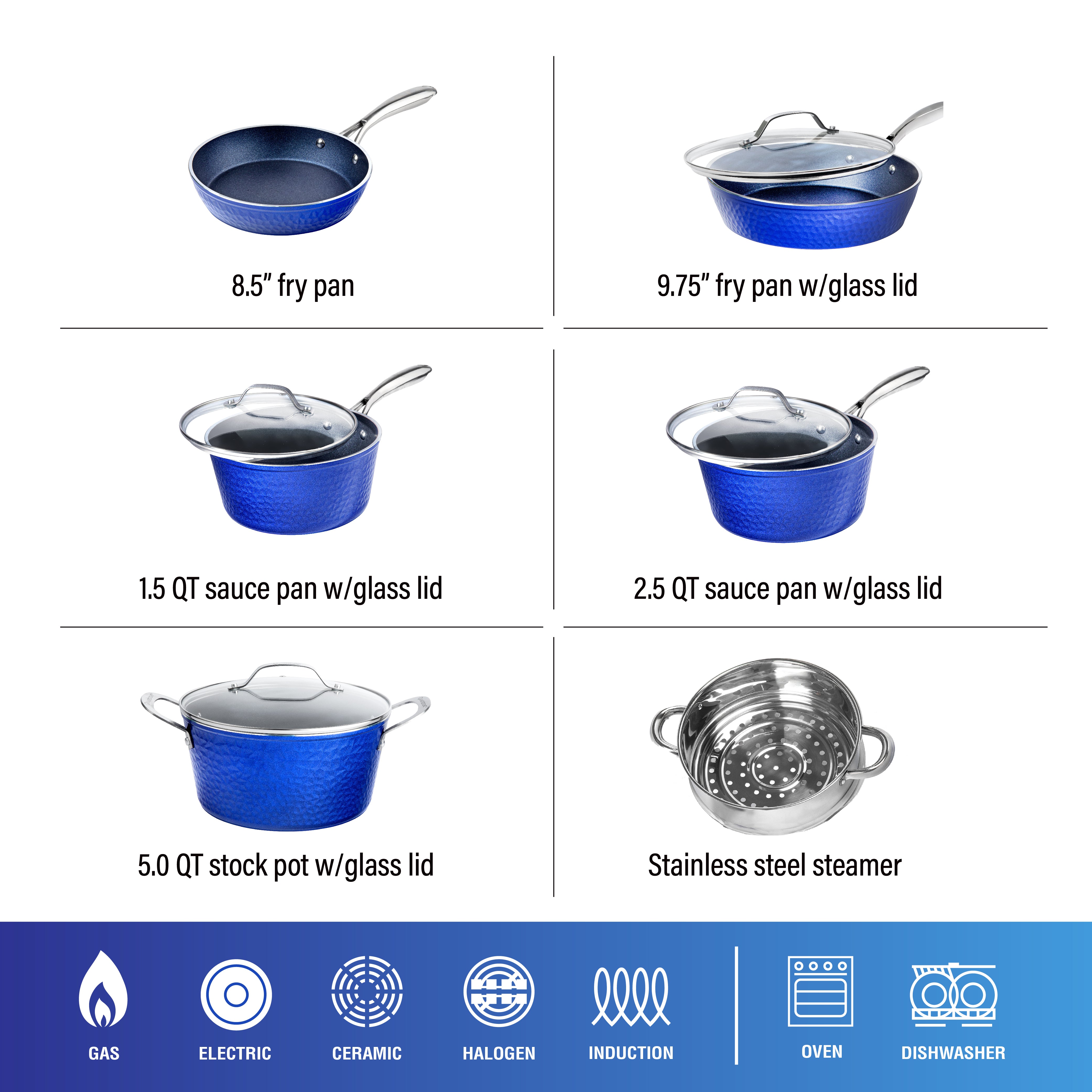 Blue Diamond 10pc Cookware Set Blue