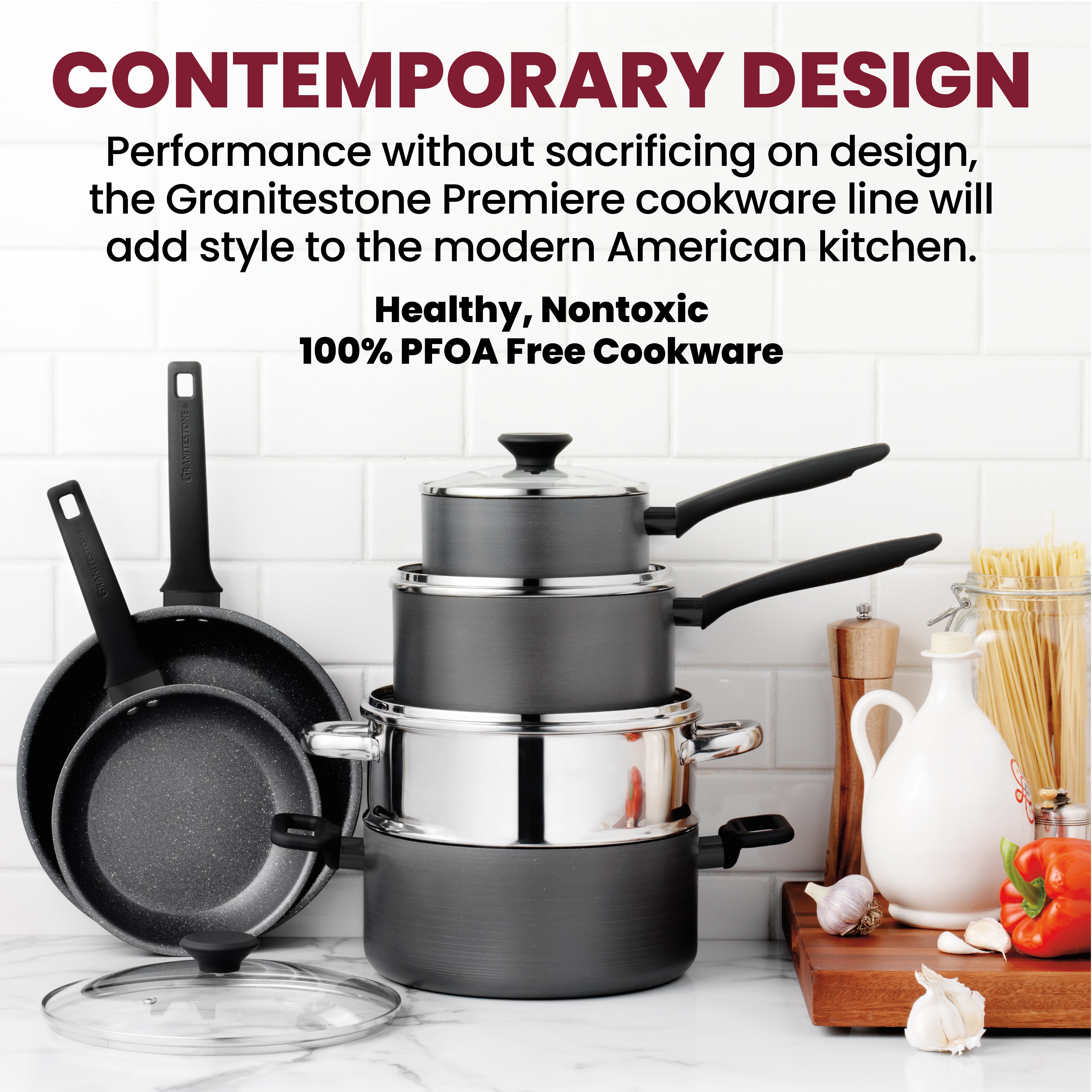Granitestone Pro Premier Hard Anodized 17 Piece Nonstick Cookware Set