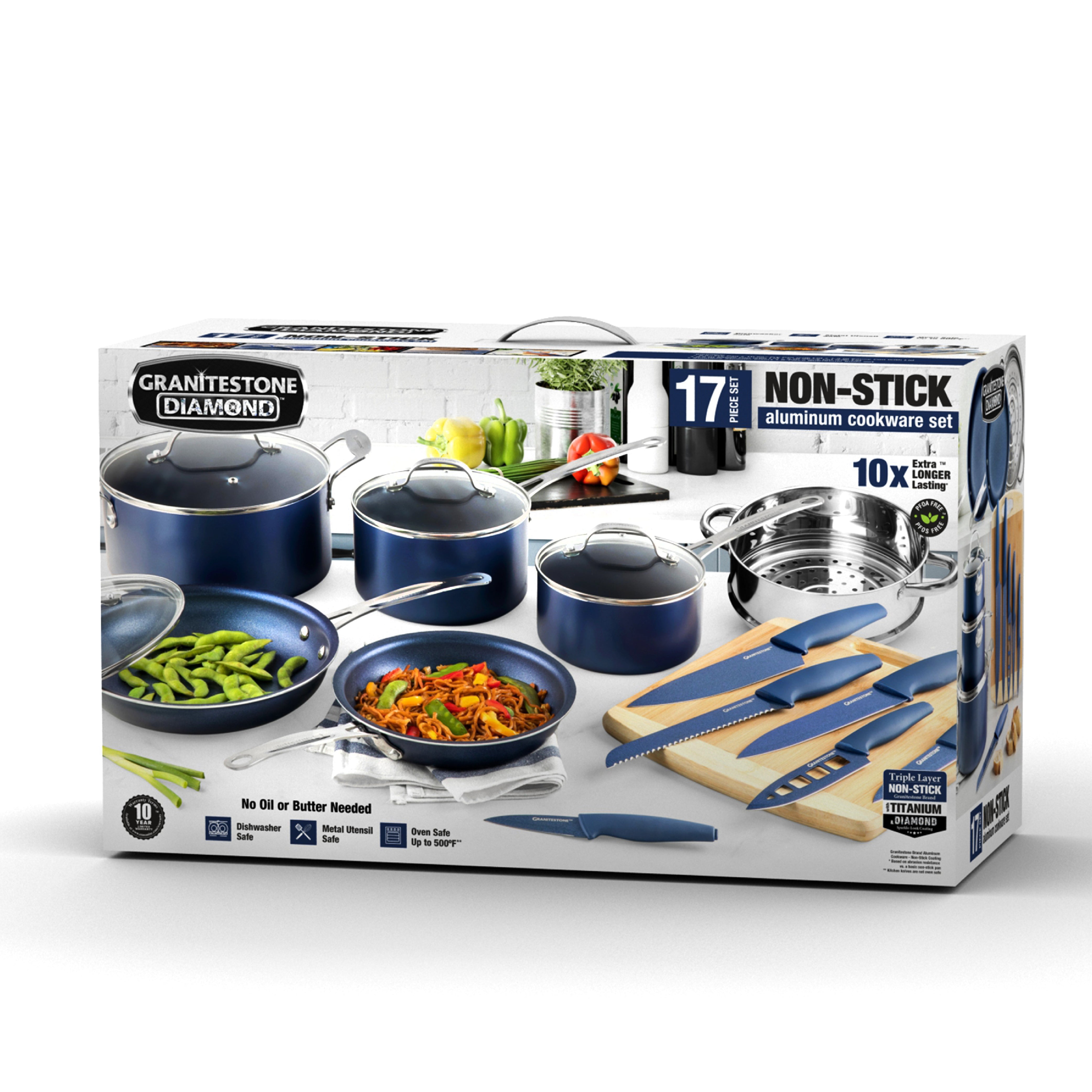 Induction Nonstick Granite-Coating 17 Piece Cookware Set-Kitchen Academy in  2023