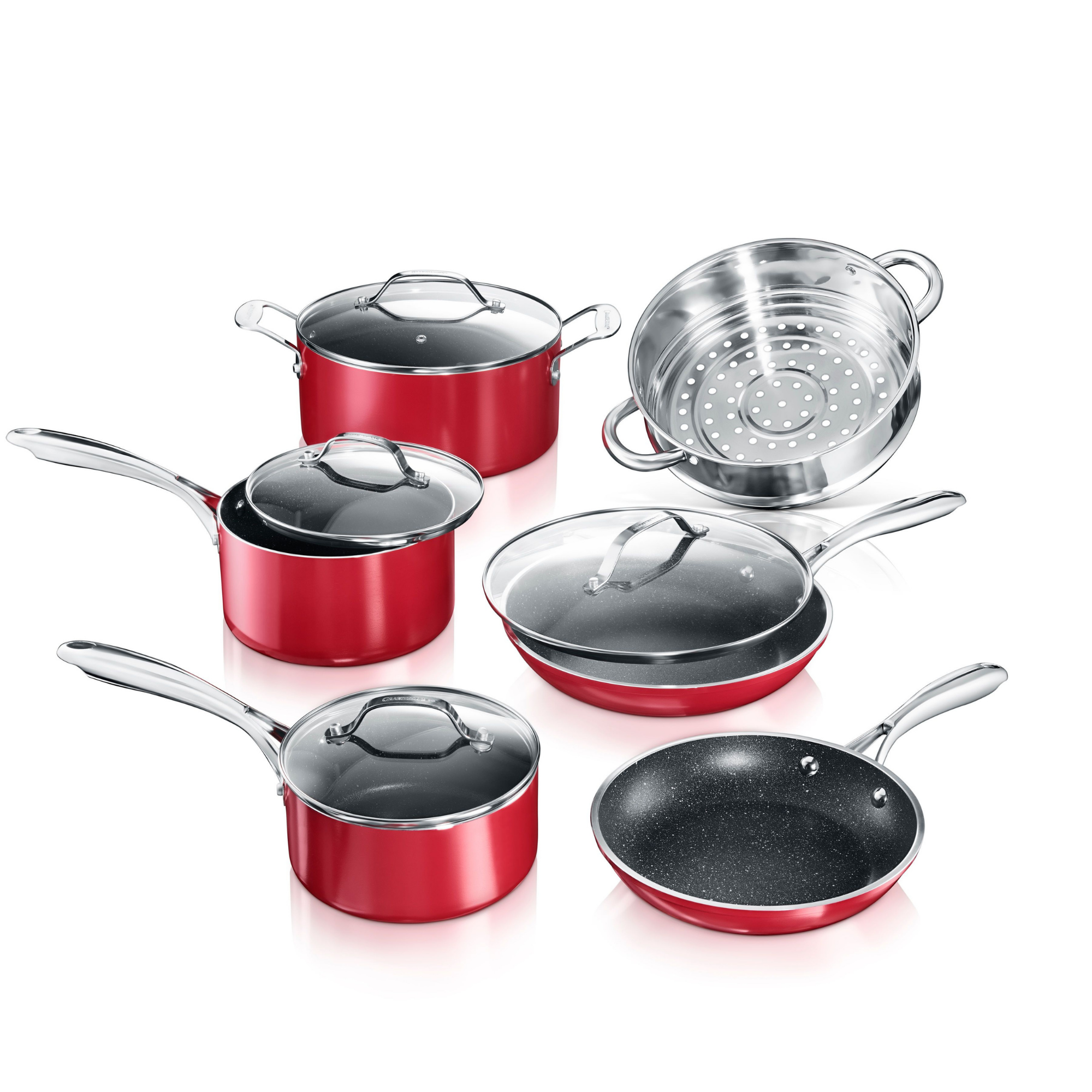 Set of non-stick cookware for 3-4 people in die-cast aluminum for