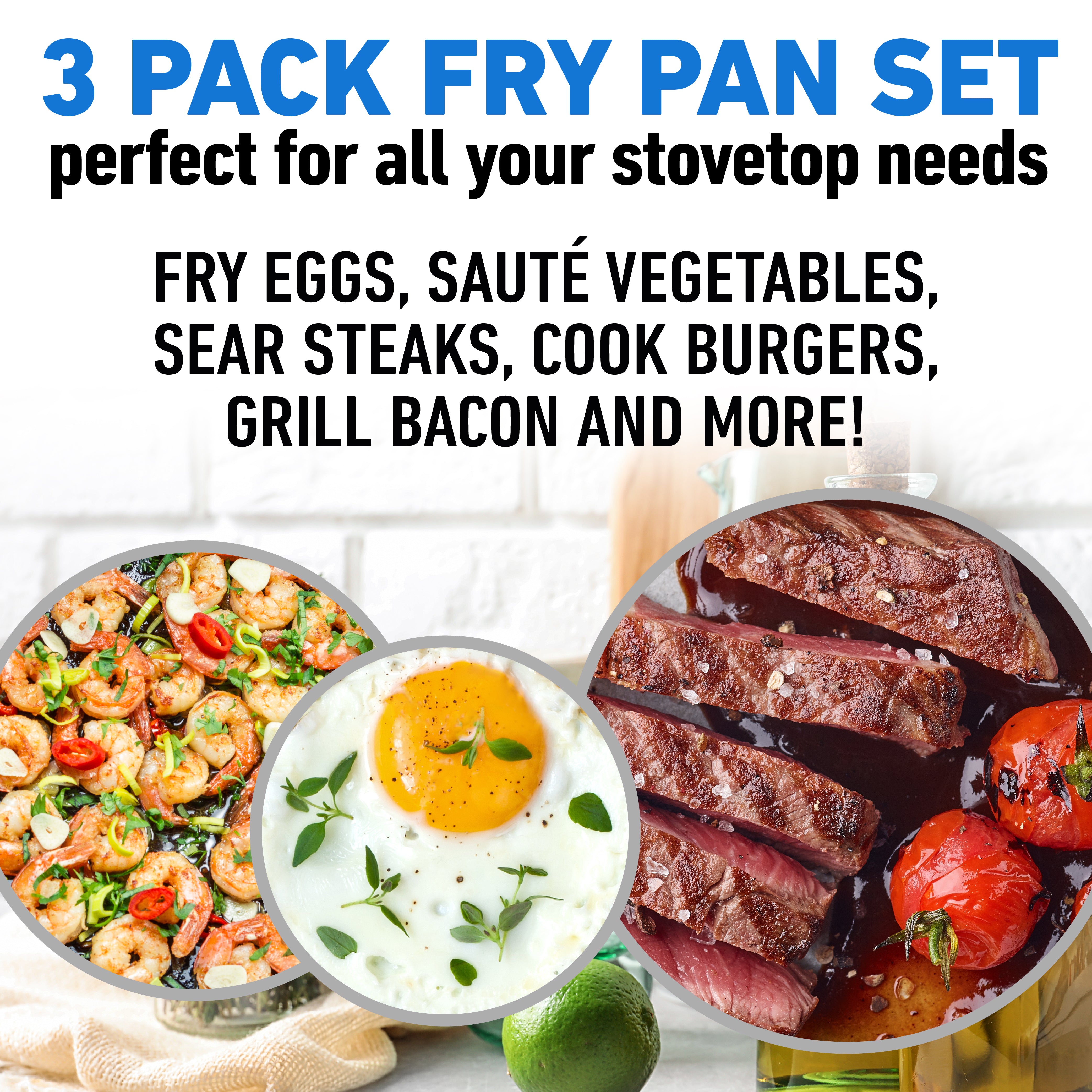 Easy Grip 3 Pack Skillet Set - Induction Capable – Granitestone.com