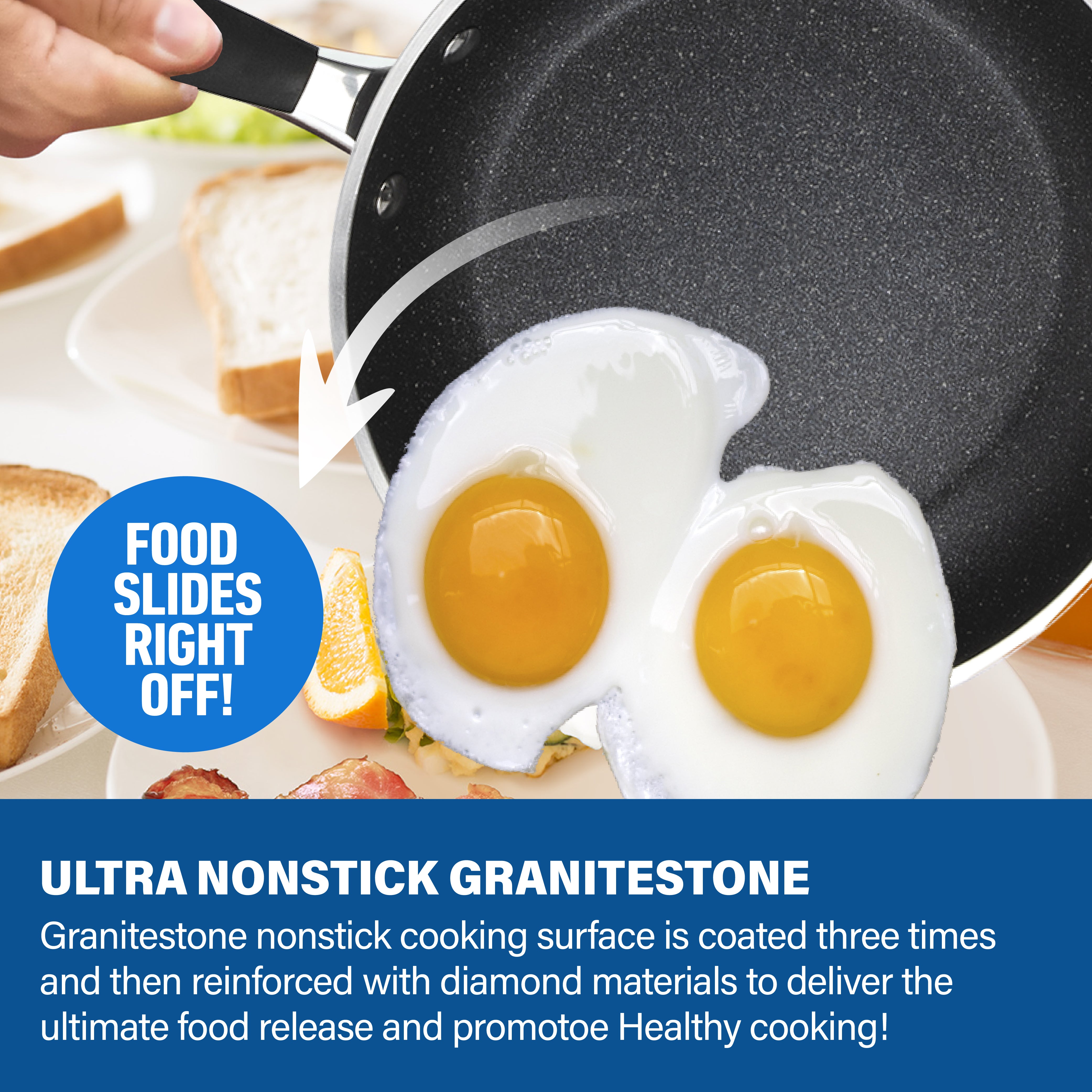 Jean-Patrique Stonetastic Granite Nonstick Frying Pans - Set of 3 Induction  Frying Pans Non Stick - Frying Pan Set for All Types of Stove Tops & Oven