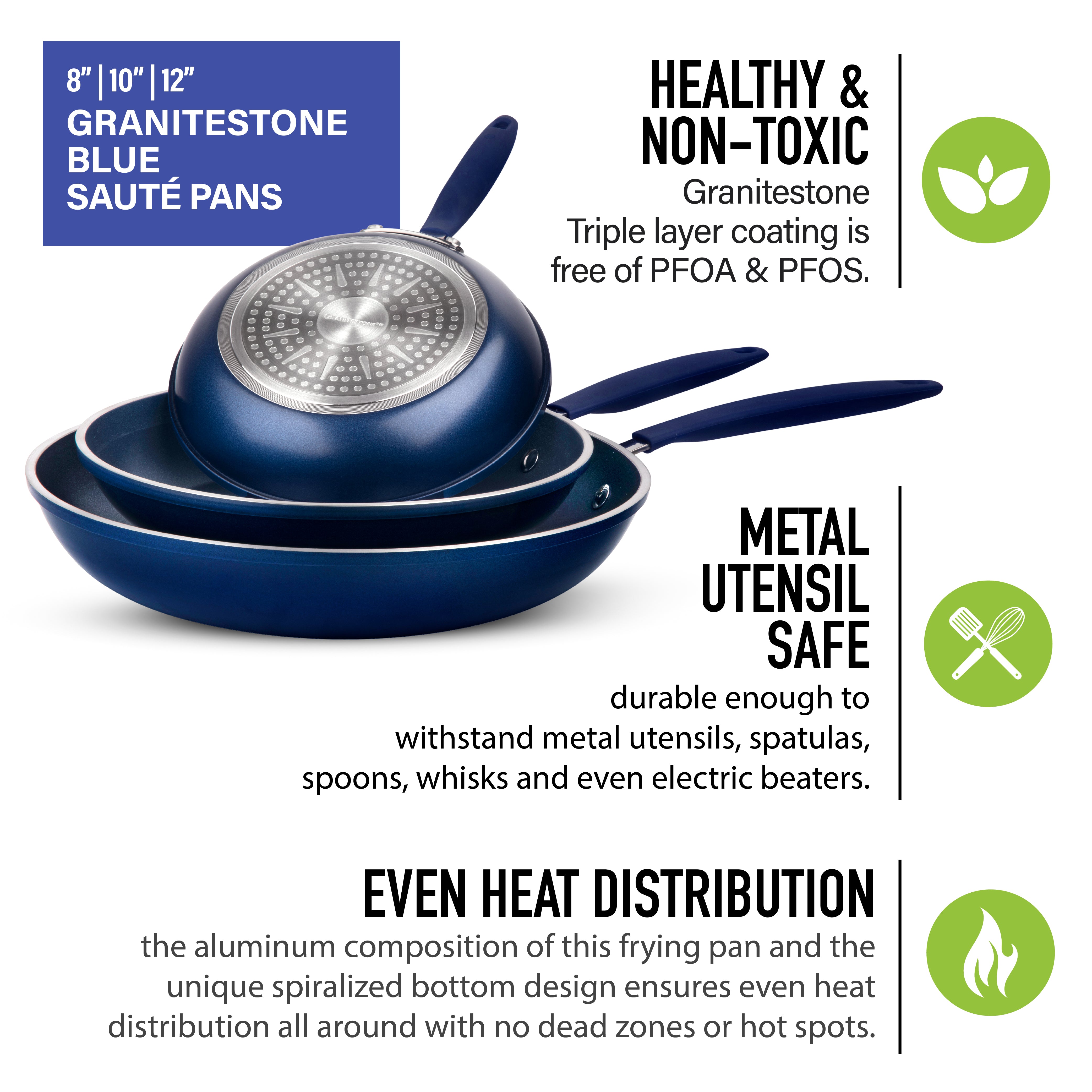 Easy Grip 3 Pack Skillet Set - Induction Capable – Granitestone.com
