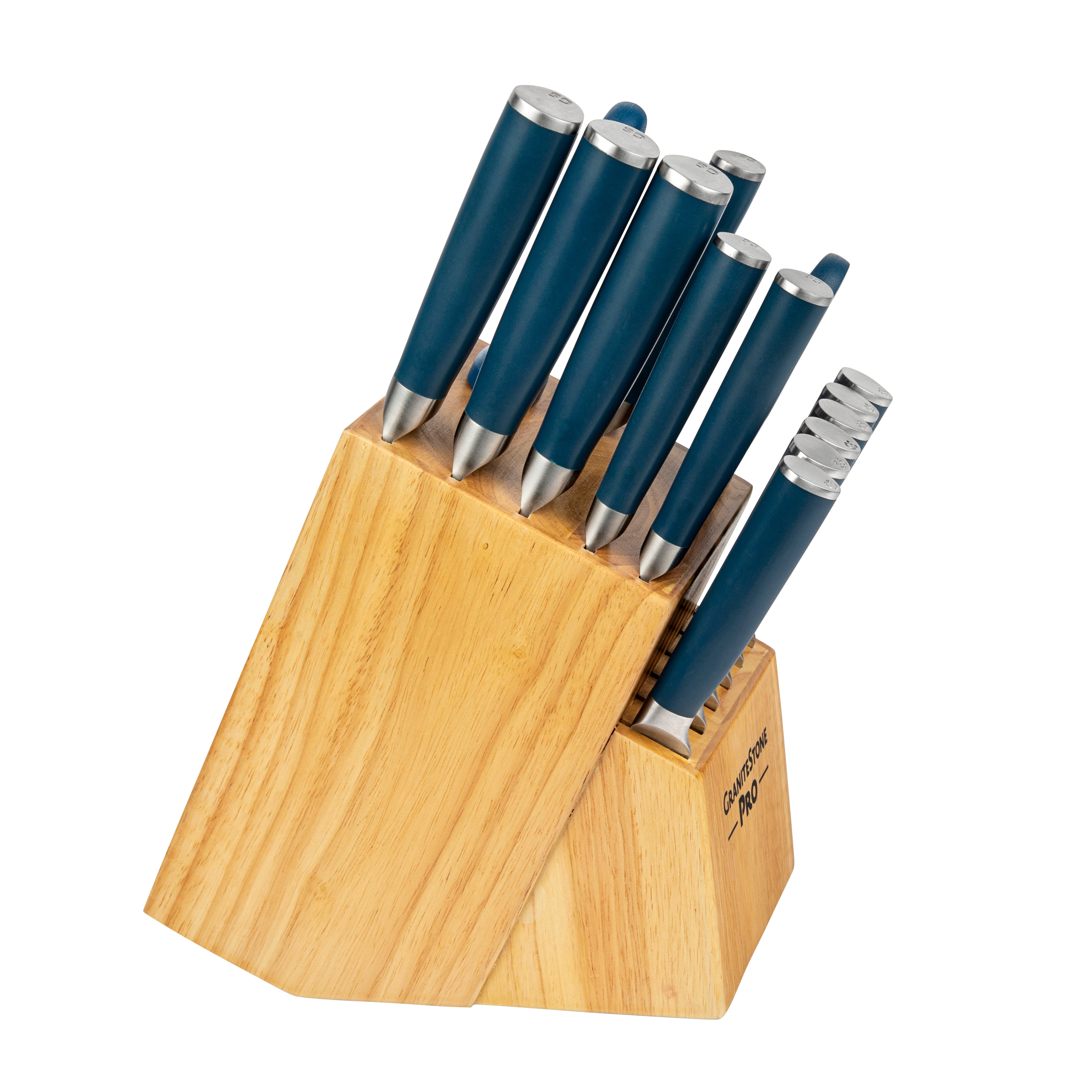GRANITESTONE Nutri Blade Pro 14-Piece Stainless Steel Premium Chef Knife Set  with Knife Block in Blue 8100 - The Home Depot