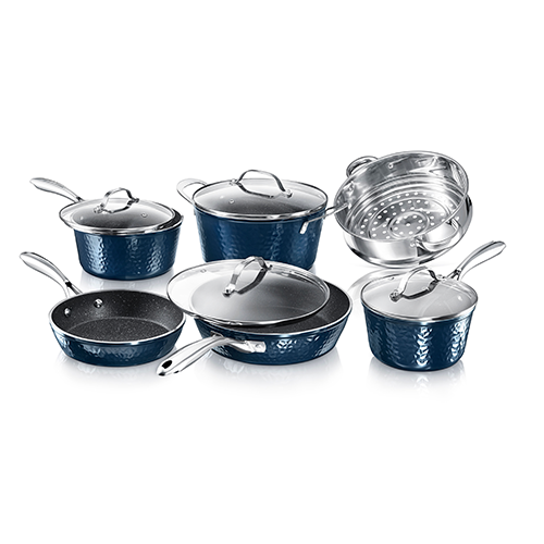 Granitestone Blue Stainless steel 10 Piece Cookware Set with Stay
