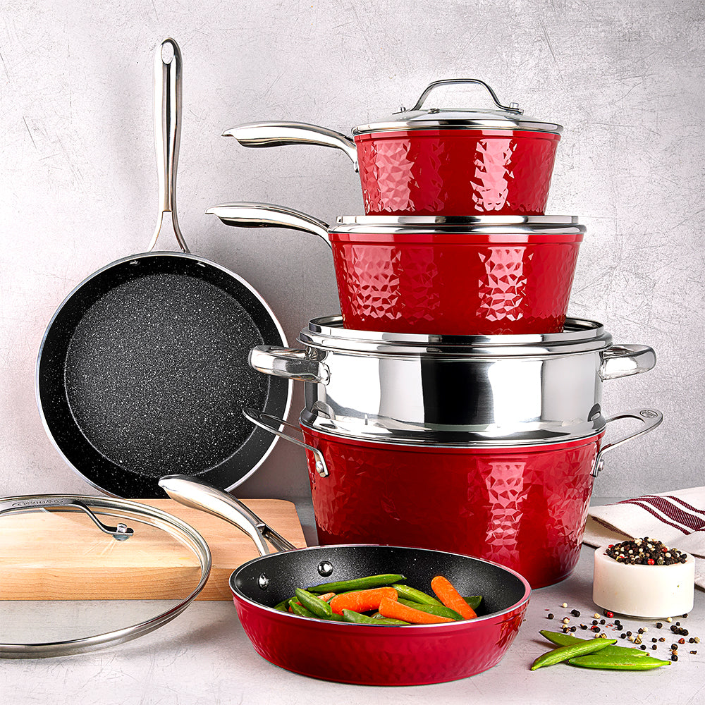Cook + Create Nonstick Cookware Sets 10-Piece / Red