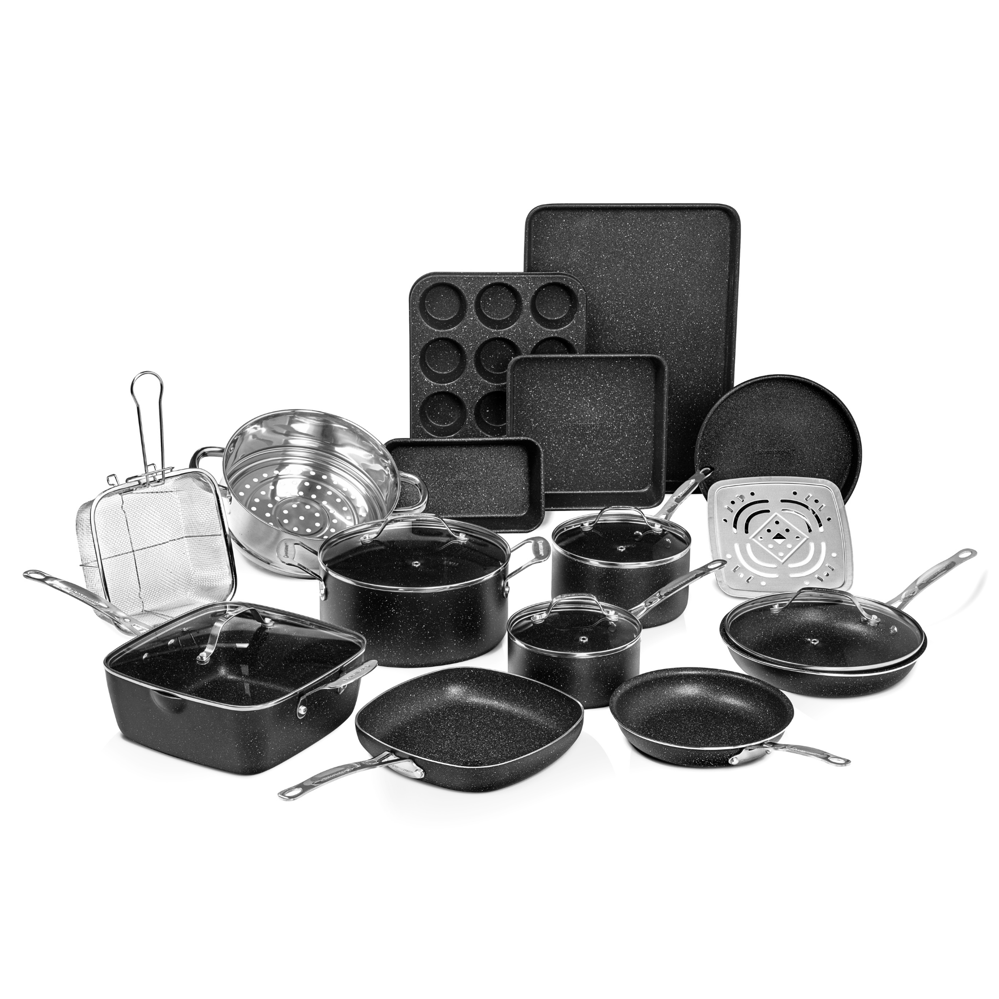 Granitestone Armor Max 20 Piece Hard Anodized Cookware Set - Black