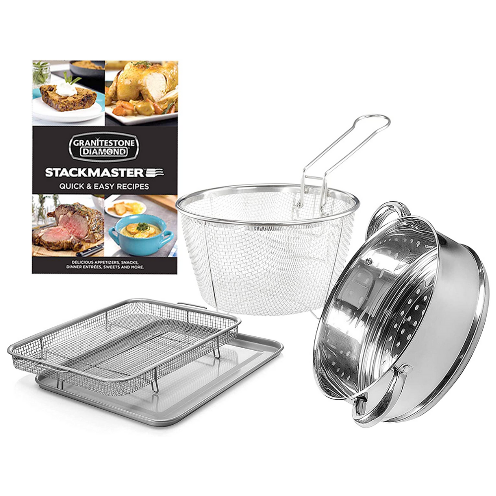 Granitestone Stackmaster 15 Piece Induction - Compatible Nonstick Cookware Set Scratch - Resistant Granite - Coated Anodized