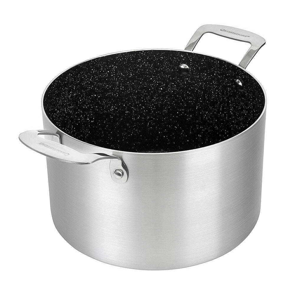 Granitestone 7 Quart Brushed Aluminum Stock Pot with Lid –