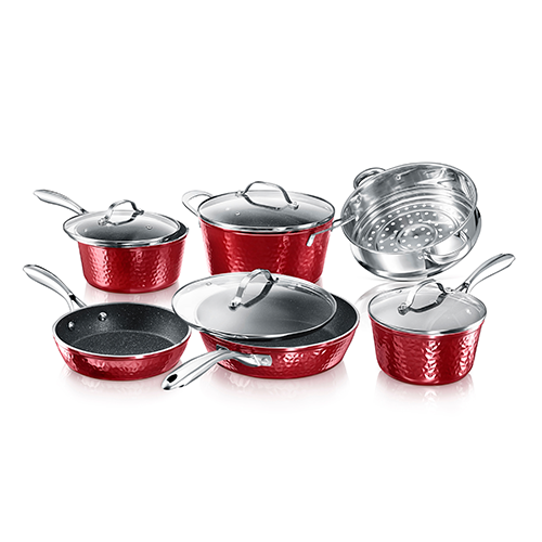 Granitestone Red 10-Piece Nonstick Pots and Pans Cookware Set