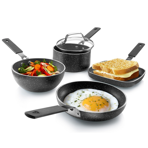 GRANITESTONE StackMaster 5-Piece Aluminum Non-Stick Diamond Infused Mini  Cookware Set 2716 - The Home Depot