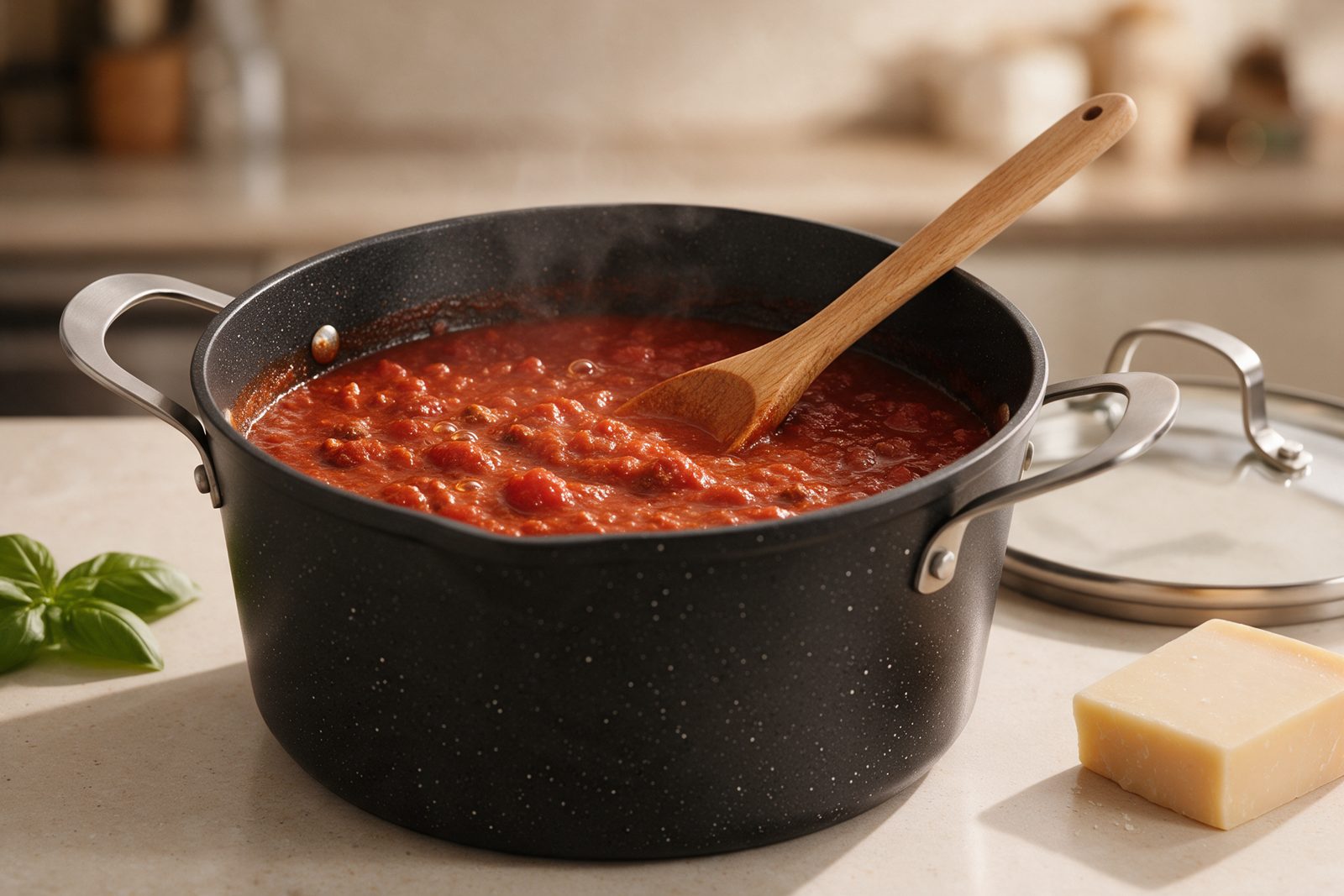 Sauce simmering in an Armor Max stockpot