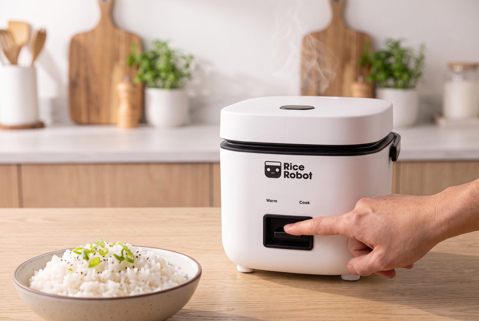 Pressing the Rice Robot lever